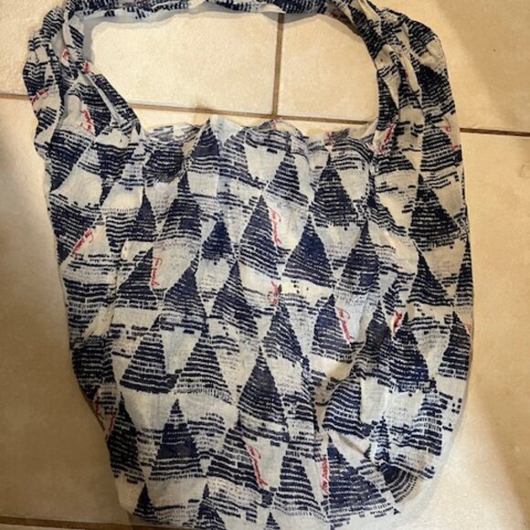 Free People Reusable Bag Gauze Linen Geometric Print Hobo Tote One Strap - Picture 2 of 9